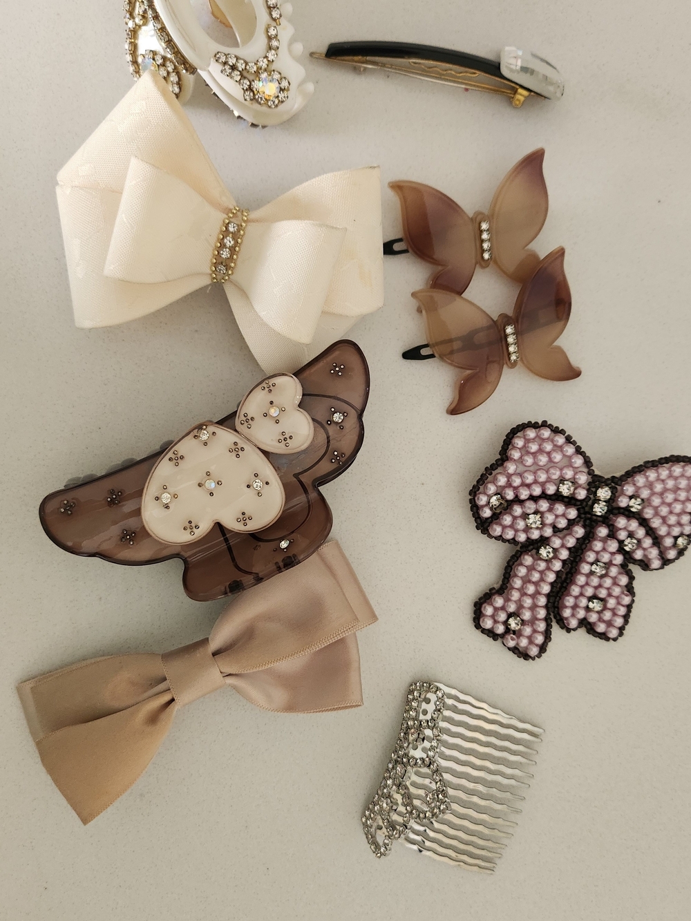 Elegant Ivory & Blush Bow Hair Clip Set
